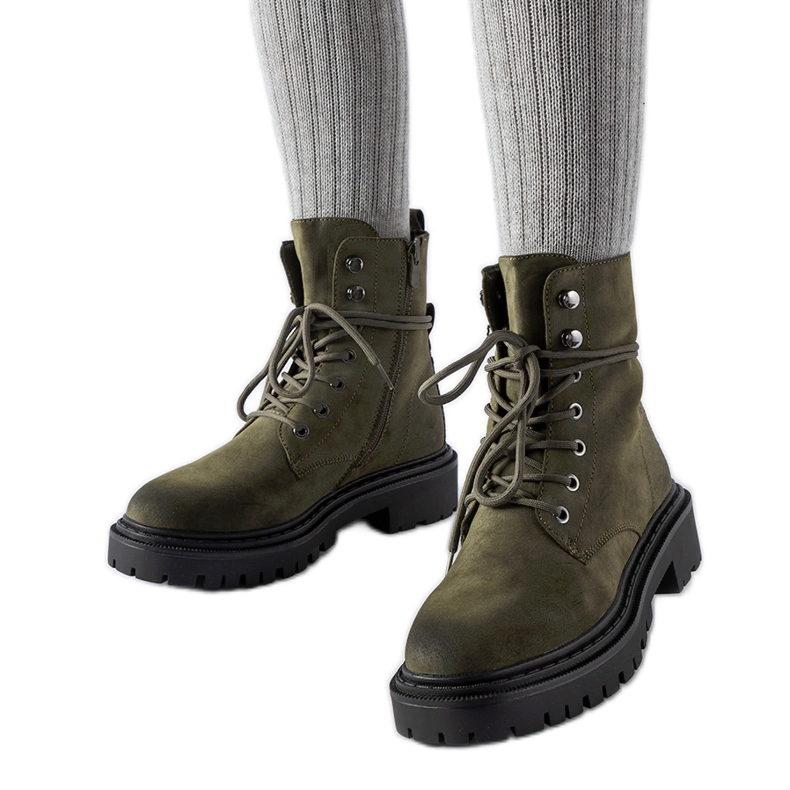 Vihreät tasaiset saappaat Brattle-suojalla