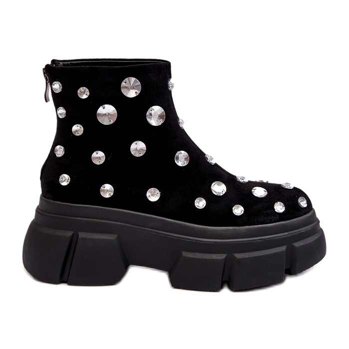 S.Barski Mokkaeristetyt saappaat kristalleilla D&amp;A MR870-83 musta