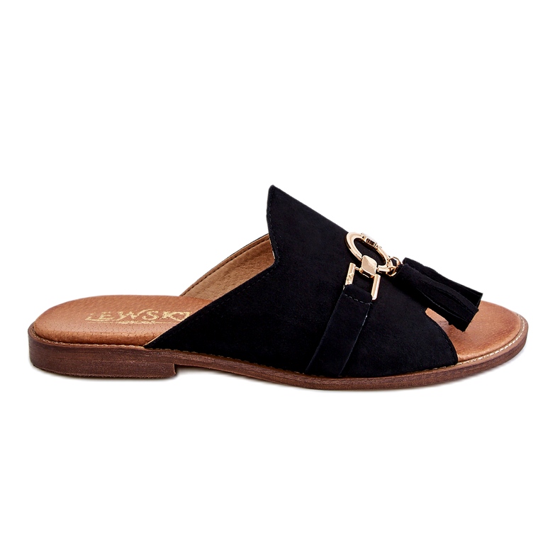 Lewski Shoes Naisten mokkanahkaiset tossut Leewski-kengät 3226 musta