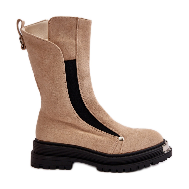 Mokkaeristetyt litteät saappaat beige Palimra