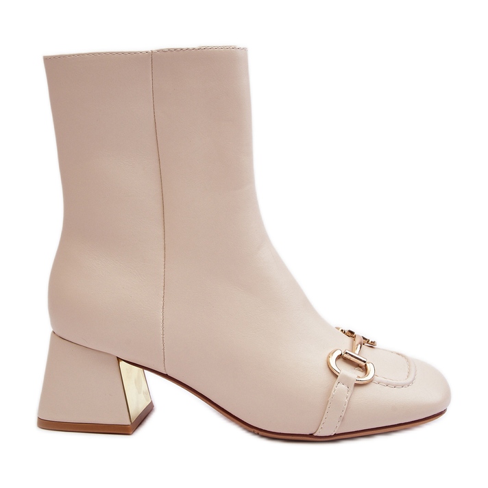 Korkeakorkoiset nilkkurit koristeella, vaalea beige Adinah