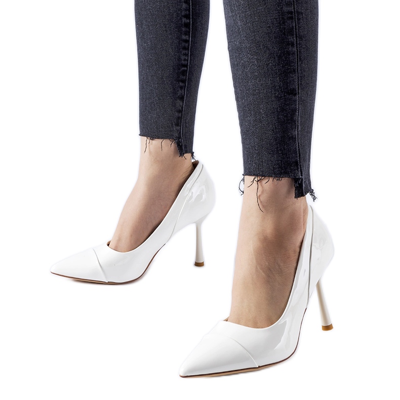 Valkoiset, patentoidut Inferiore-korkeat korkokengät valkoinen