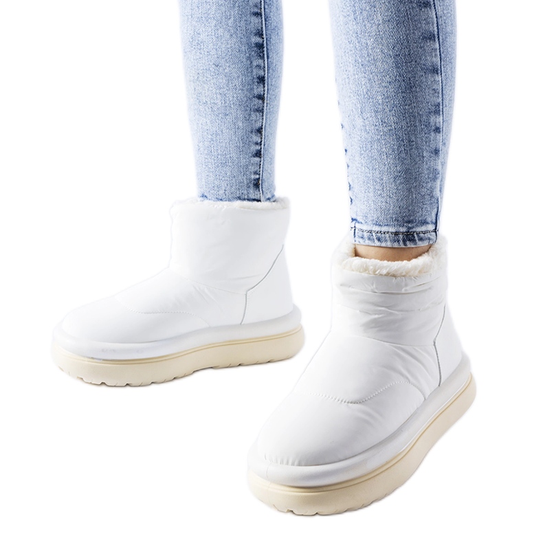 Linwoodin valkoiset eristetyt lumisaappaat valkoinen