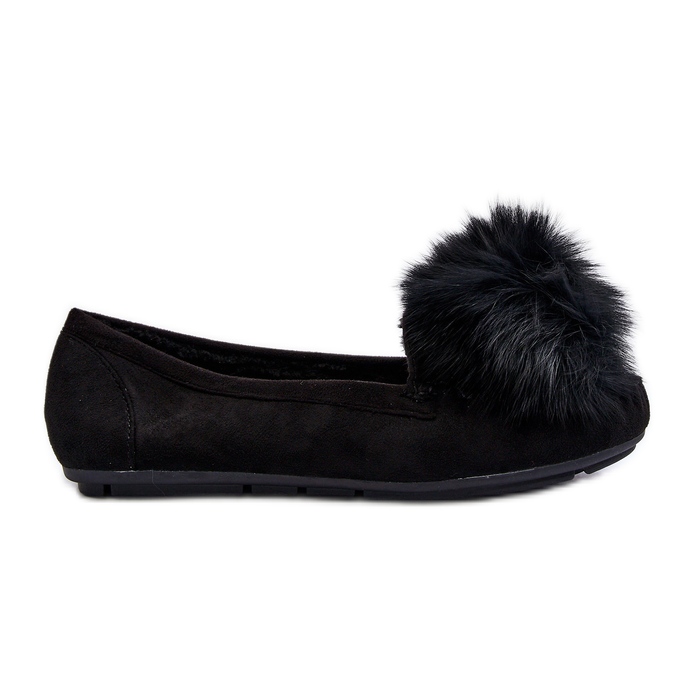 Naisten mokkasiinit, joissa on turkista mustat novat