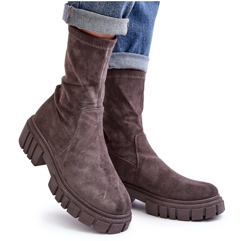 Työntekijät Slip-On-saappaat tasakoroilla Harmaa Divella