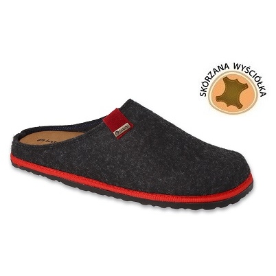 Inblu miesten huopatossut nahkasisäkkeellä, musta