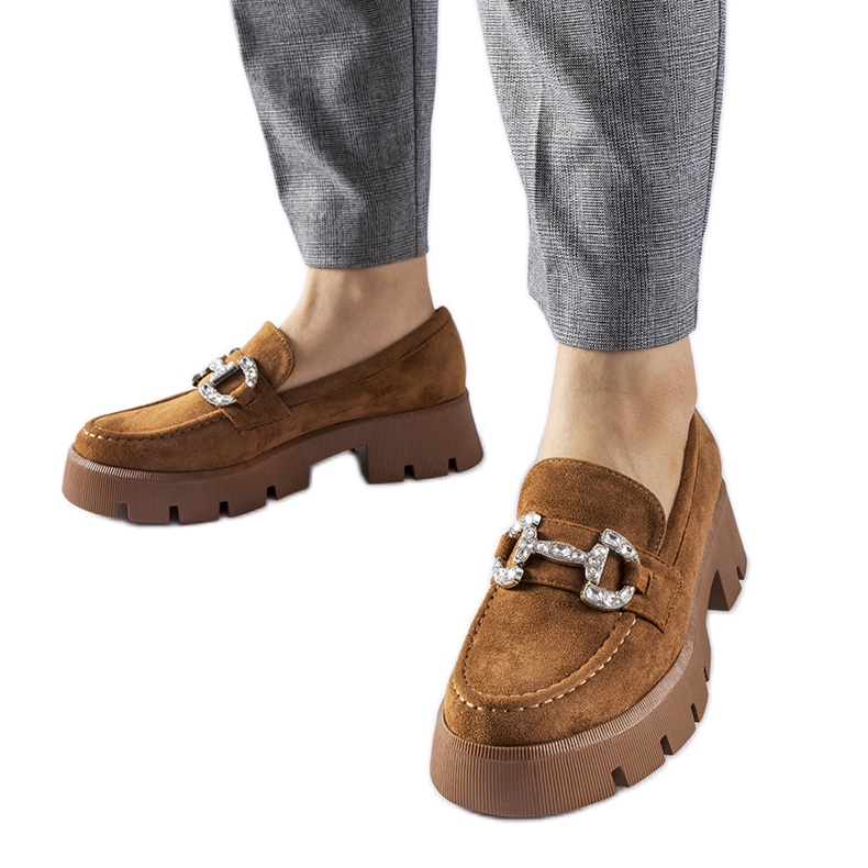 Giacomo ruskeat mokasiinit strassilla