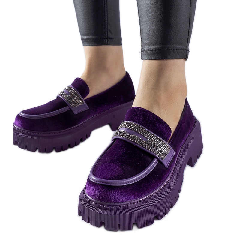 Longuelon violetit loaferit strassilla violetti