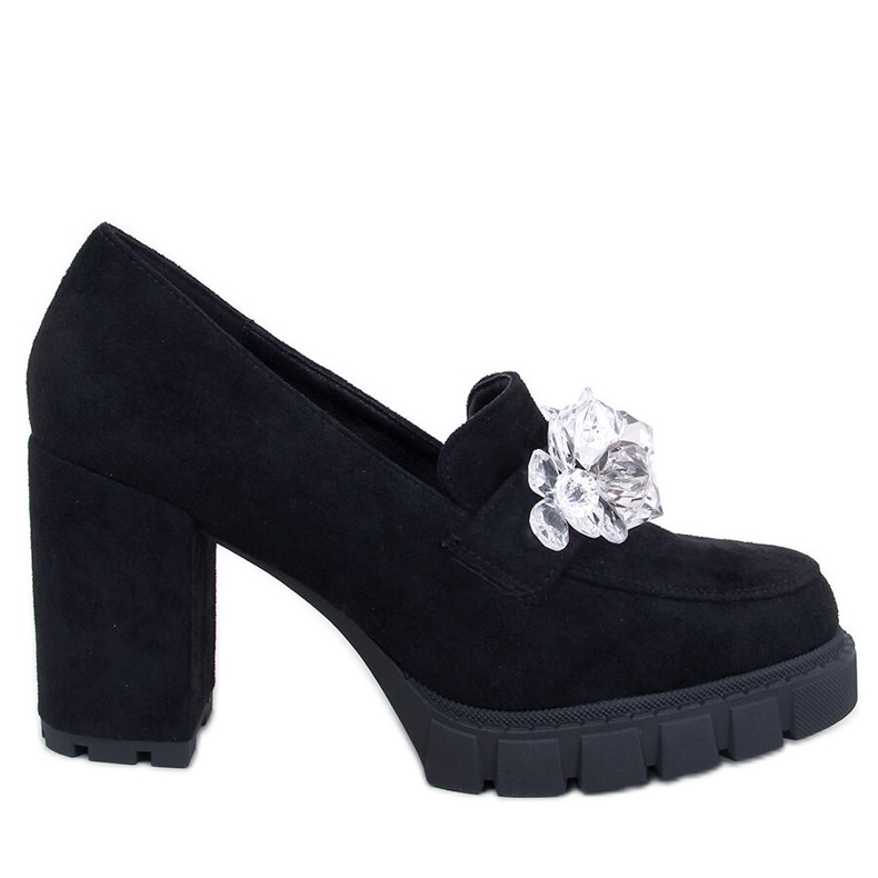 Moccasins Nadine Mustat korkeakorkoiset nilkkurit