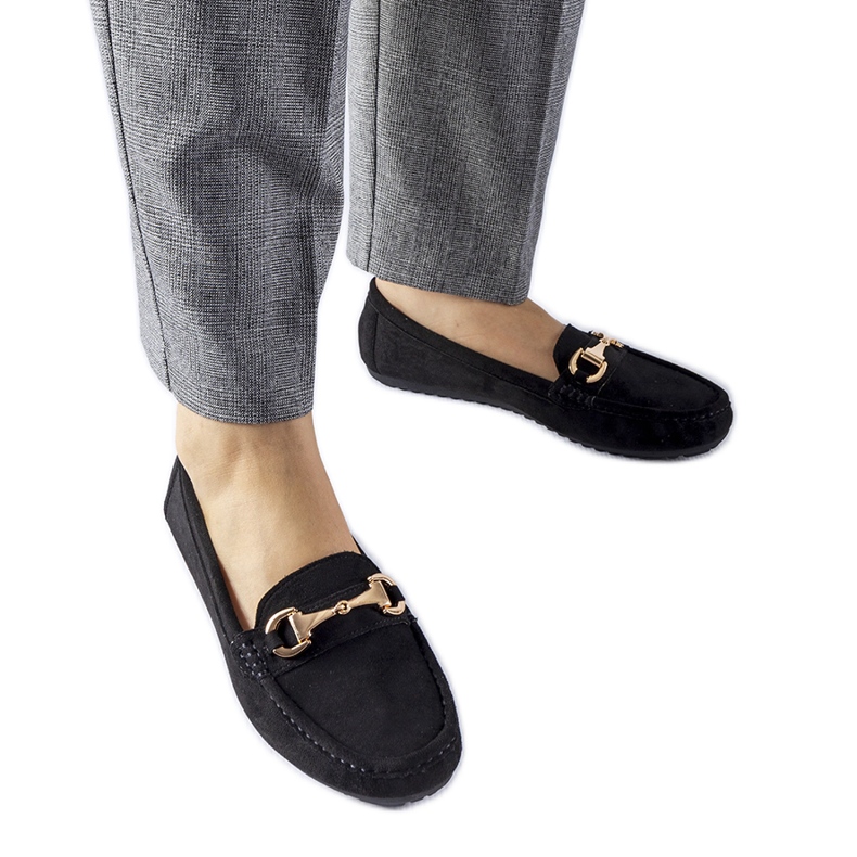 Mustat mokasiinit koristeltu Fernanda-soljella