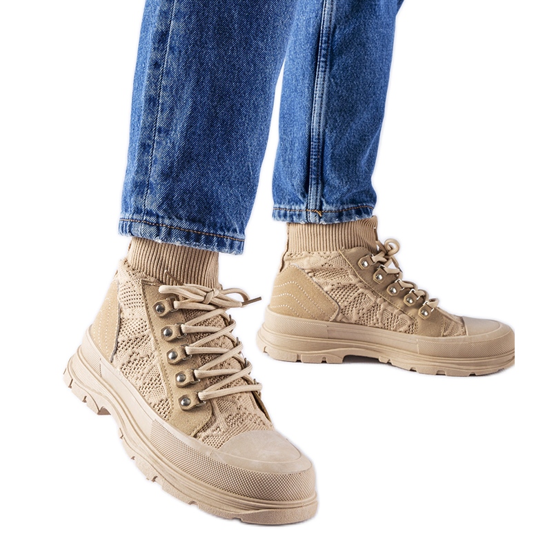 Casalman beigenväriset korkeat kangaslenkkarit