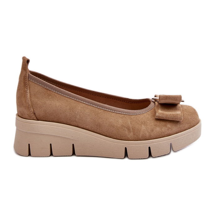 Lewski Shoes Nahkabalerinat tasolla koristeella, Beige Lewski 3384