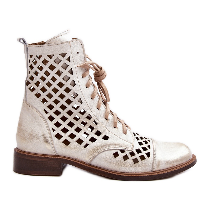 Zazoo 2695 harjakattoiset nahkanilkkurit, harjattua kultaa kultainen