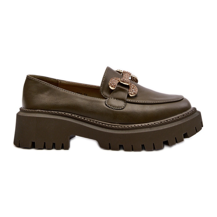 Naisten mokasiinit koristeella, tummanvihreä Gargi