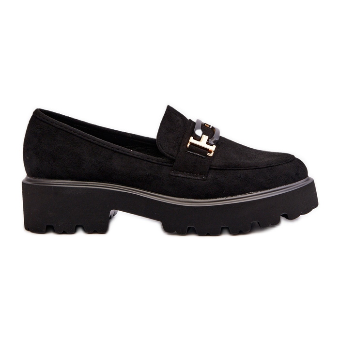 Naisten mokasiinit koristeellisella musta Omavia