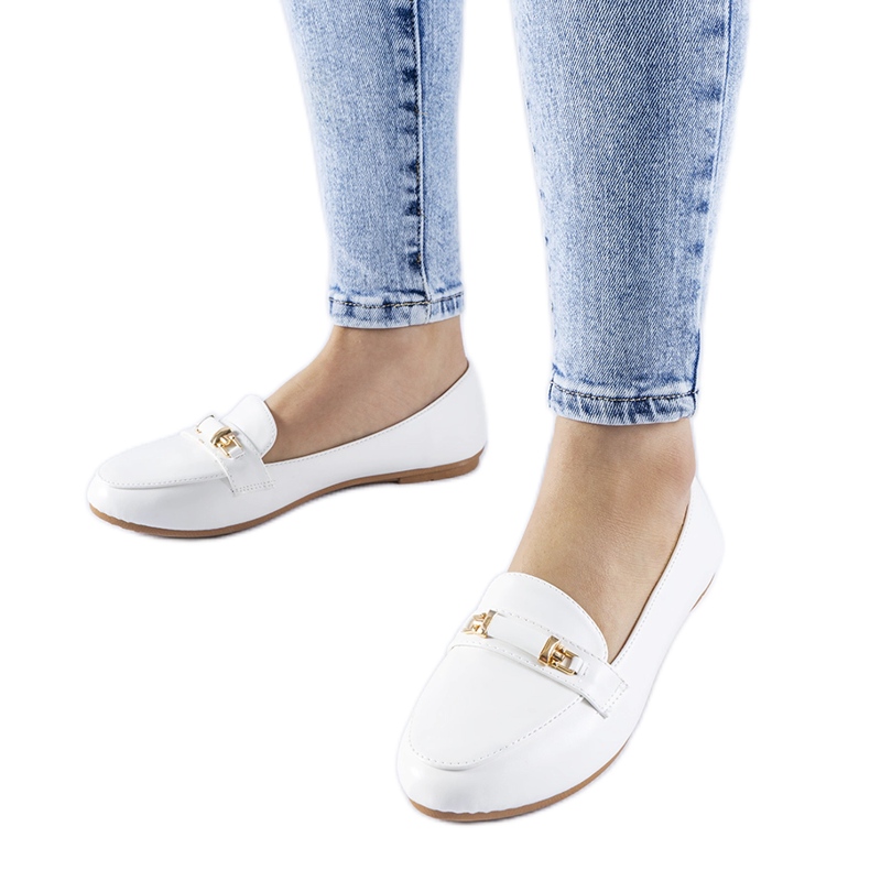 Valkoiset Velino-solki mokkasiinit valkoinen