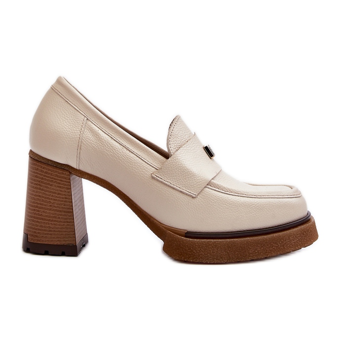 Zazoo 20169 beigenväriset nahkaiset korkokengät