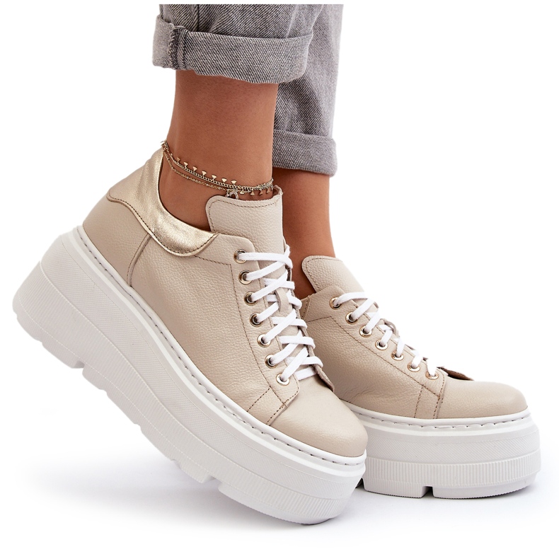 Zazoo 10165 naisten urheilukengät massiivisella alustalla, beige