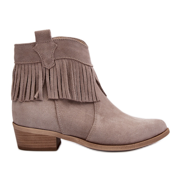 Zazoo 3430 mokkanahkaiset naisten nilkkurit Cappucino-hapsuilla beige