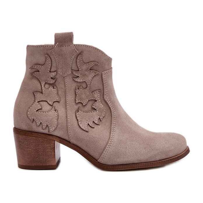 Zazoo 3426 naisten mokkanahkaiset cappucinon cowboysaappaat beige