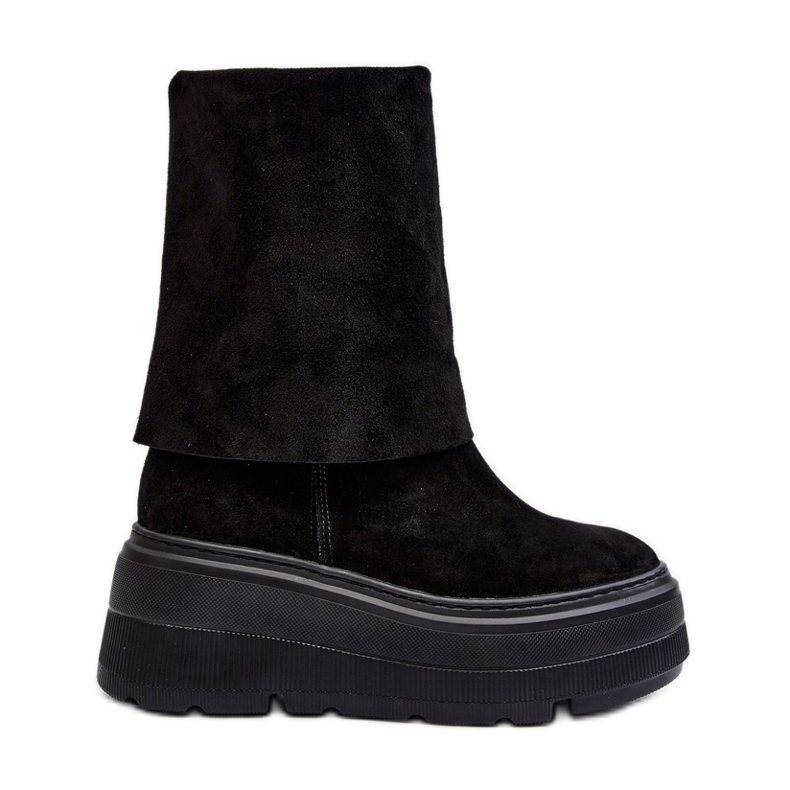 Zazoo 3410 mokkanahkaiset naisten nilkkurit massiivisella alustalla, musta