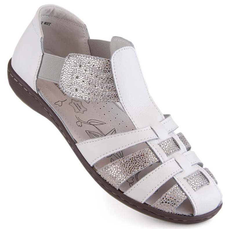 Naisten nahkaiset suljetut sandaalit, beige, T.Sokolski