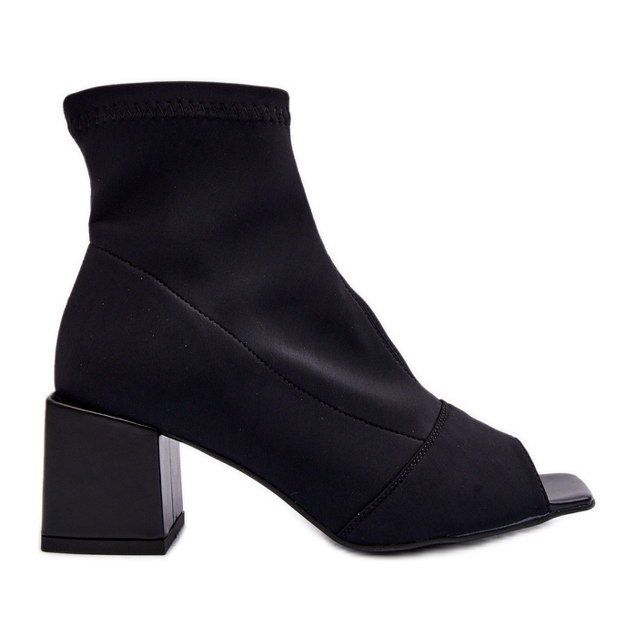 Zazoo 2876 Naisten korkeakorkoiset saappaat avovarpailla, musta