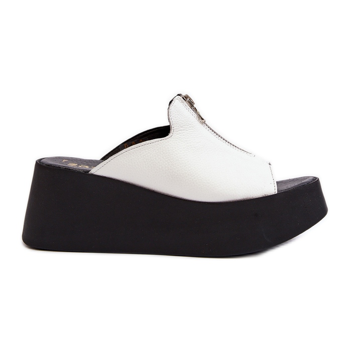 Zazoo 2916 naisten varvastossut massiivisella alustalla vetoketjulla, valkoinen