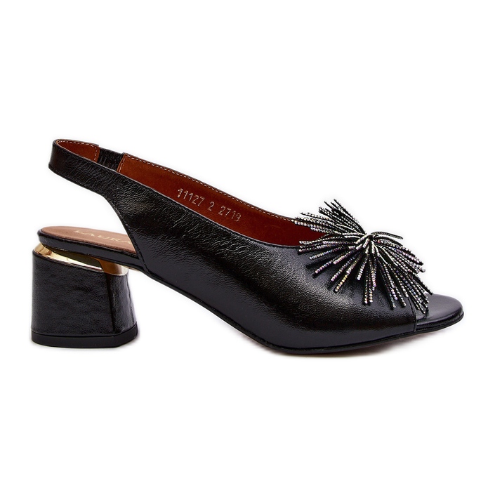 Nahkasandaalit koristeellisella Laura Messi 2719 mustalla