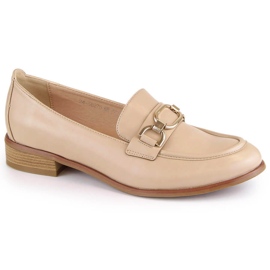 Naisten kengät, mokasiinit ketjulla, beige Vinceza 58270