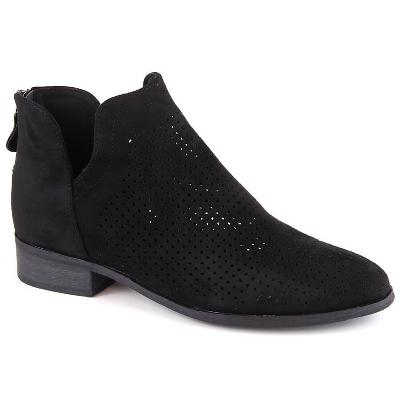 Naisten mokkanahkaiset harjakorkoiset matalakorkoiset saappaat, mustat Potocki SZ12307