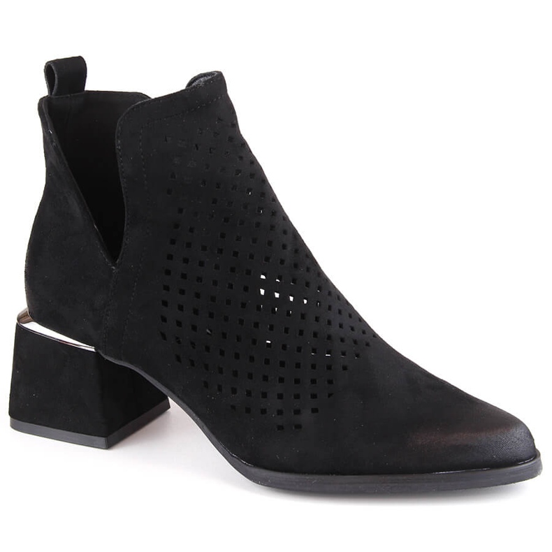 Naisten mokkanahkaiset korkokengät, mustat Potocki SZ12356