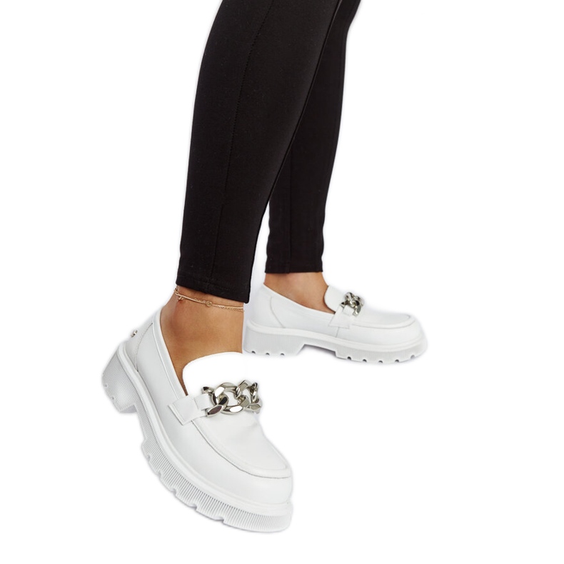 Valkoiset nahkaiset mokasiinit Goe LL2N4038 valkoinen