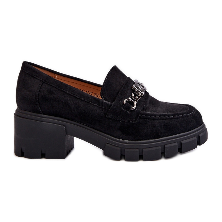 Vinceza Eriella Black Chunky Heel Moccasins musta