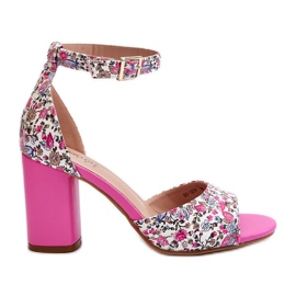 Fuchsia Vitamella Floral High Heel sandaalit vaaleanpunainen