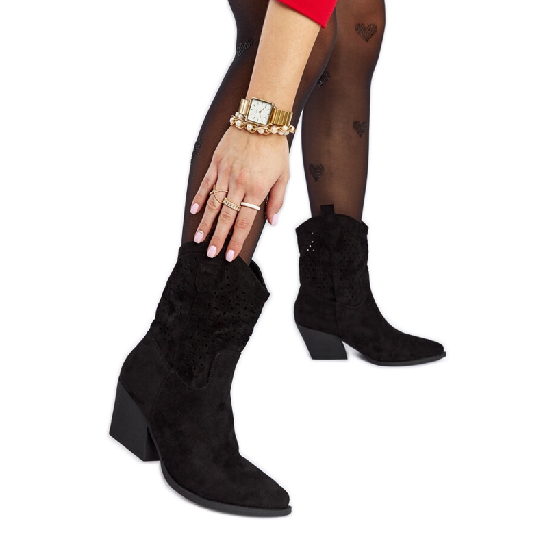 Mustat harjakattoiset Taurus-korkokengät cowboysaappaat