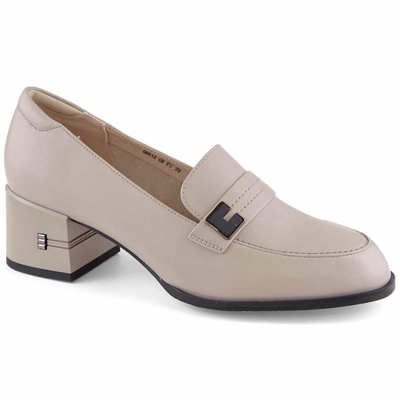 Naisten nahkaiset korkokengät, harmaa Vinceza 66612