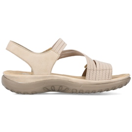 Mukavat naisten sandaalit tarranauhalla ja kuminauhalla, beige Rieker 64870-62