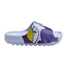 Kumivarvastossut, joissa on sininen hirviöprintti