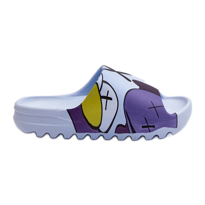 Kumivarvastossut, joissa on sininen hirviöprintti