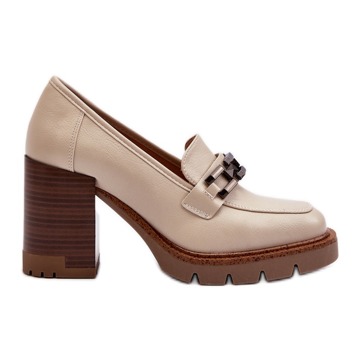 Vinceza Pumput massiivisessa korkokengissä, jossa koristelu, beige Oradna