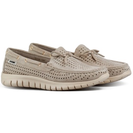 Harjatut beigenväriset naisten mokasiinit, mukavat, mukavat naisten mokasiinit