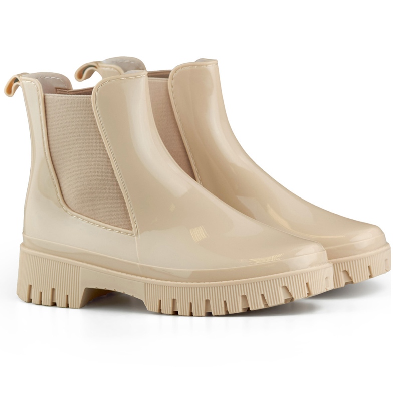 Beiget naisten Wellington-saappaat, joissa paksu pohja