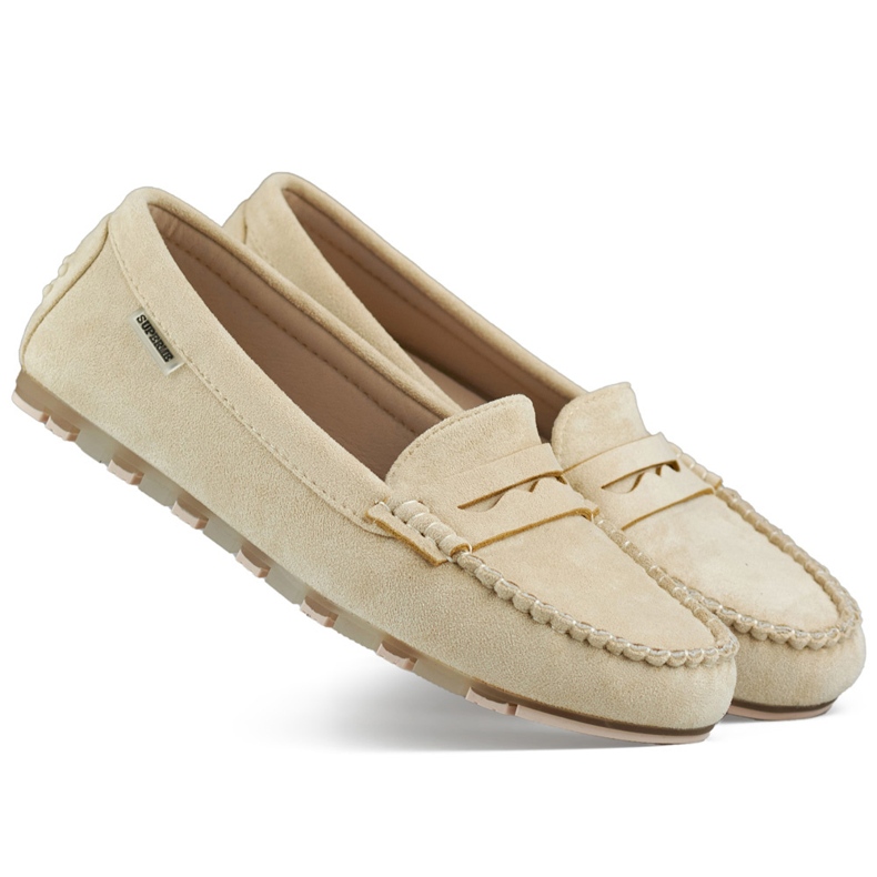 Naisten beige-mokkasiinit, mukavat mokasiinit Naisten beige-mokkasiinit, mukavat mokasiinit