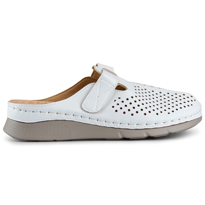 Mukavat naisten terveysvarvastossut, harjakattoiset varvastossut, valkoiset tarranauhalliset varvastossut valkoinen