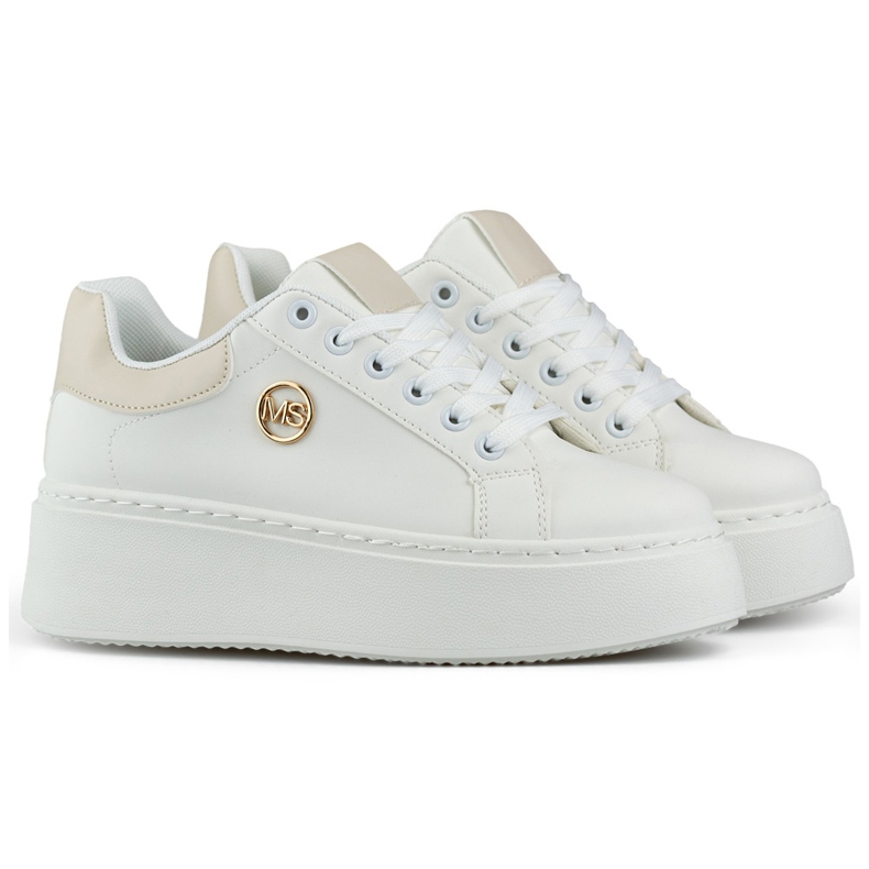 Valkoiset lenkkarit paksulla pohjalla, naisten urheilukengät valkoinen