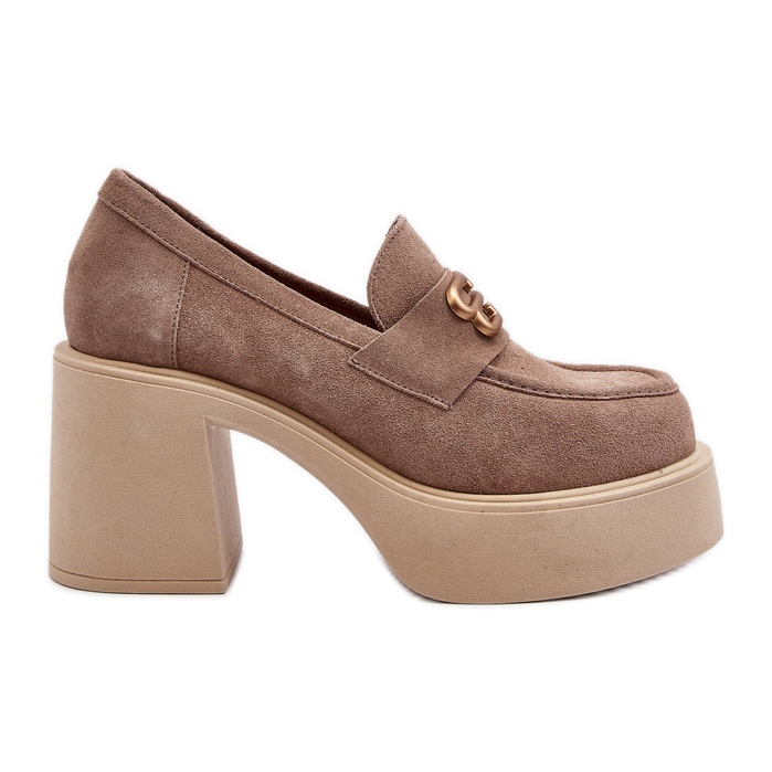 Zazoo 20170 Naisten mokkanahkakengät korkokengät, beige