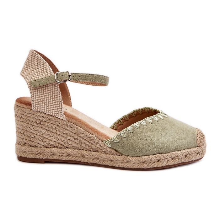 Suede Espadrille Wedge-sandaalit, joissa punos, vihreä Raylin