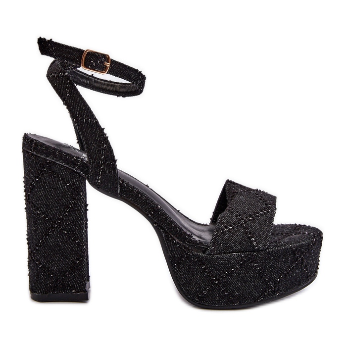 Denim sandaalit korkeakorkoisessa Black Acrana musta