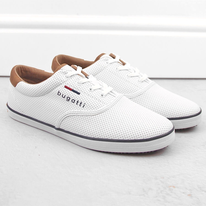Mukavat valkoiset miesten urheilukengät Bugatti NN153418 valkoinen